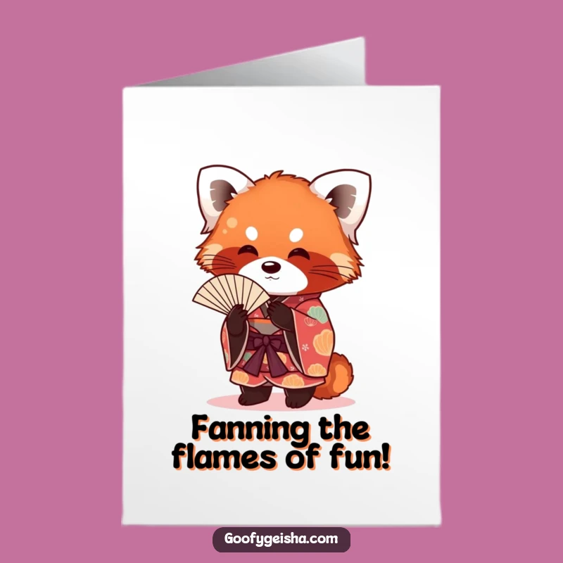 Free Printable Red Panda Birthday Card: Funny Fanning Panda, Downloadable DIY Gift