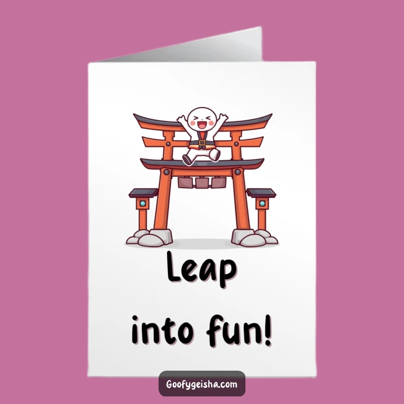 Free Printable Bday Card: Torii Gate Leap Funny Downloadable Gift