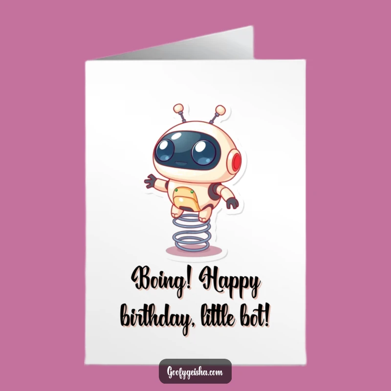 Free Printable Birthday Card: Bouncy Robot Character - Energetic Downloadable Fun!