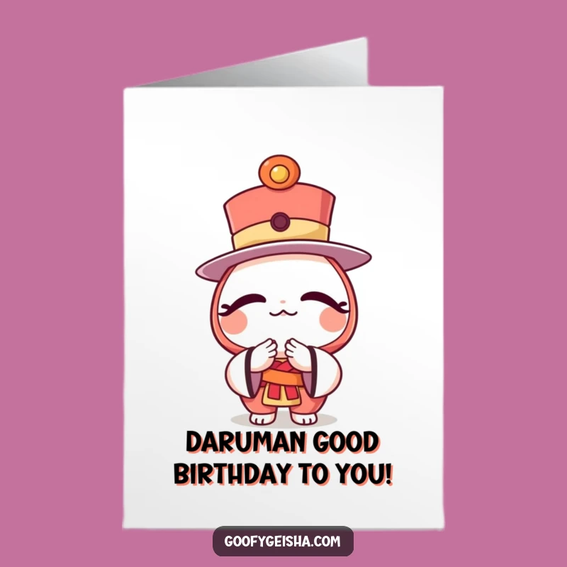 Free Printable Birthday Card: Daruma Top Hat Character - Bowing Birthday Wishes