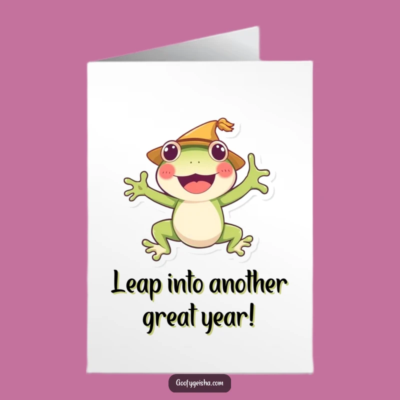 Free Printable Birthday Card: Joyful Frog Jumping - Funny Downloadable Gift!