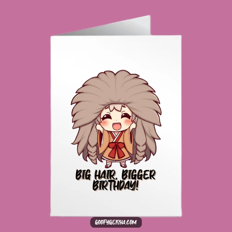 Free Printable Birthday Card: Kabuki Character, Funny Wig Mishap, Hilarious Download