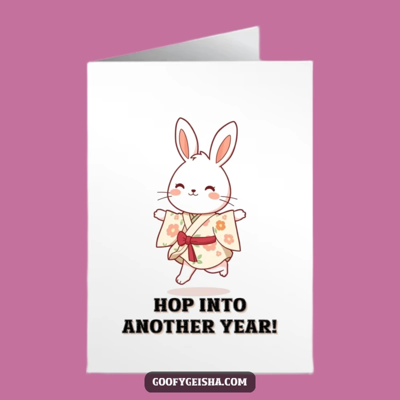 Free Printable Bunny Birthday Card: Happy Skipping Panda, Downloadable Joyful Gift