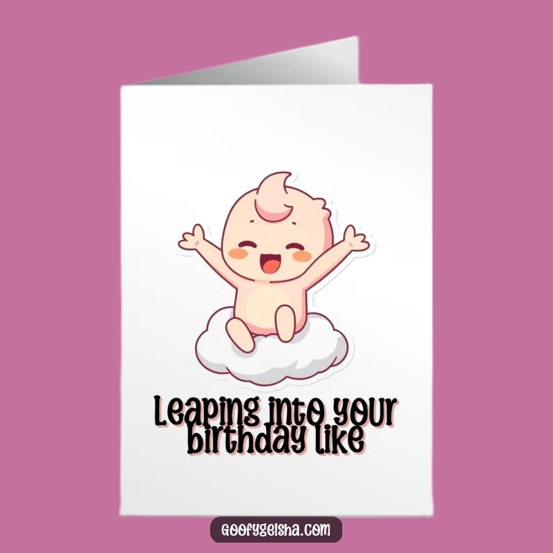 Free Printable Kawaii Cloud Leap Card - Funny Birthday Downloadable Gift