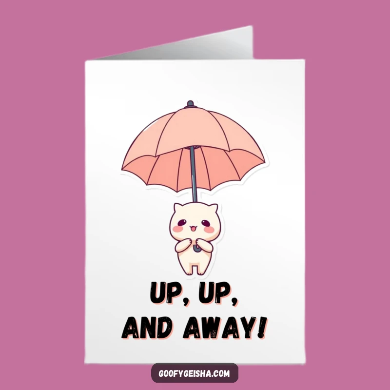 Magical Free Printable Birthday Card: Kawaii Floating Umbrella Fun Gift