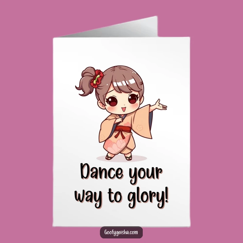 Free Printable Congrats Card: Dancing Kimono Character - Celebration Downloadable