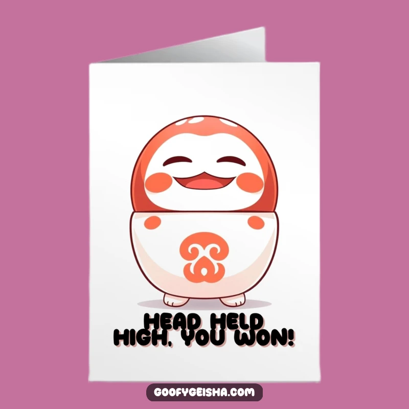 Free Printable Congrats Card: Grinning Daruma Character - Jolly Downloadable Success!