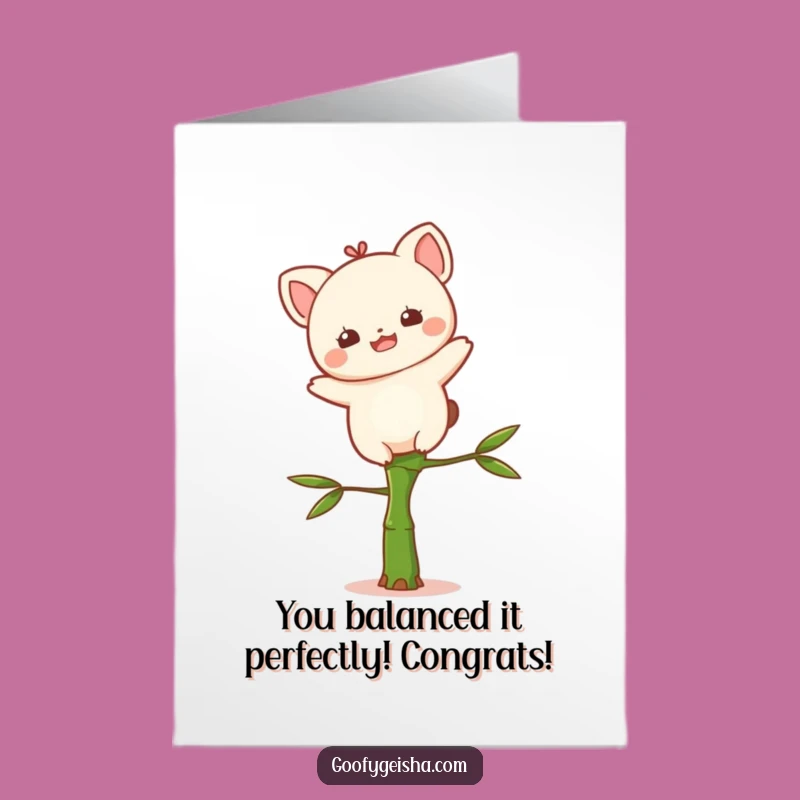 Free Printable Congrats Card: Kawaii on Bamboo, Downloadable Success Gift