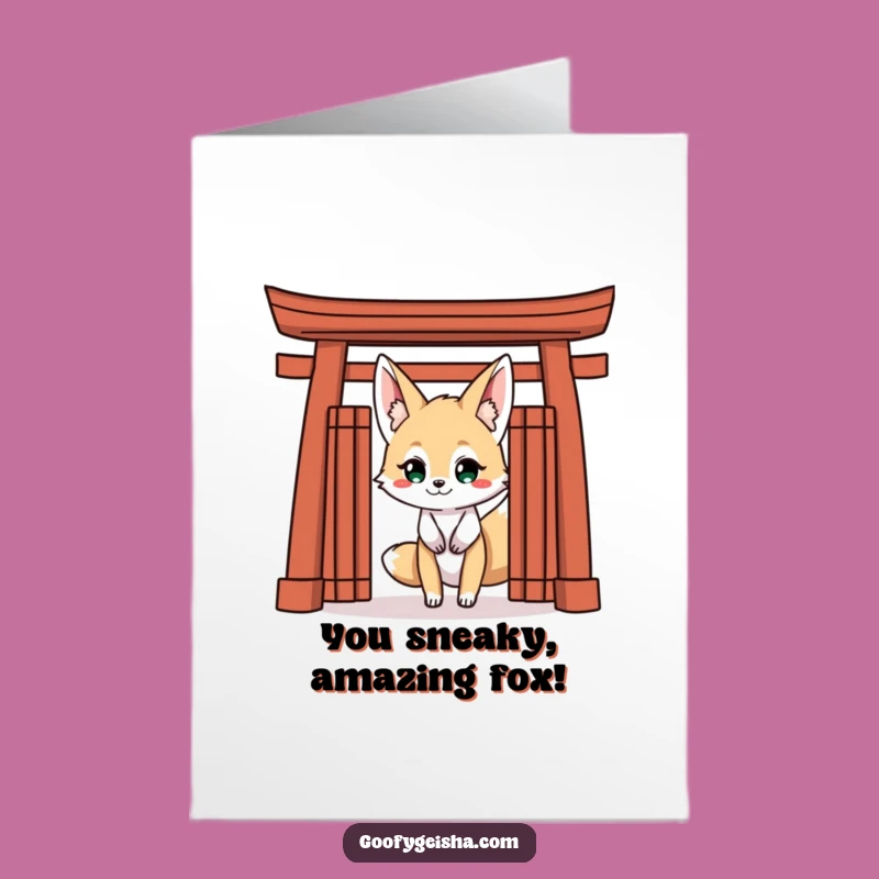 Free Printable Congrats Card: Kitsune Grin Funny Downloadable for Celebrations