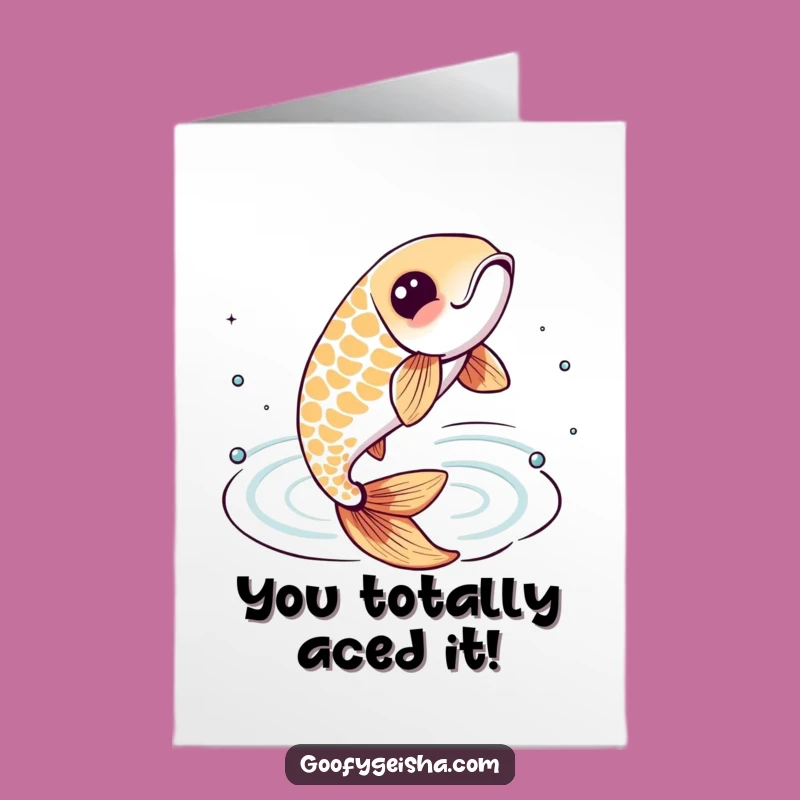 Free Printable Congrats Card: Lively Koi Fish, Jumping, Funny Downloadable for Success