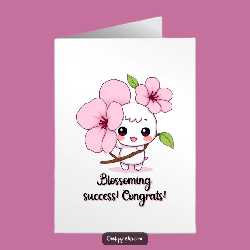 Free Printable Congrats Card: Mischievous Kawaii Blossom Tapper, Downloadable Joyful Gift