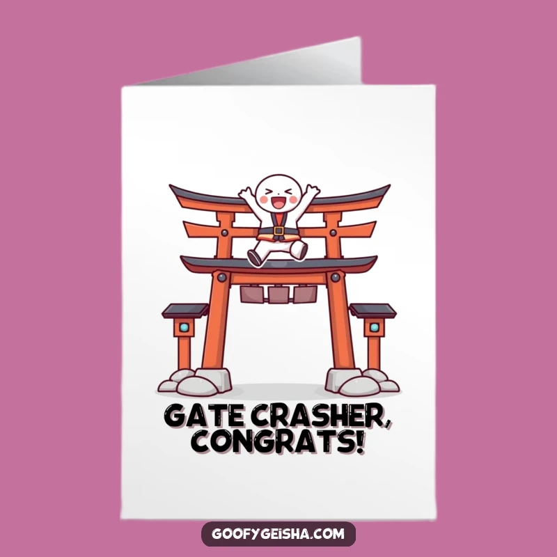 Free Printable Congrats Card: Torii Gate Leap Funny Downloadable Gift