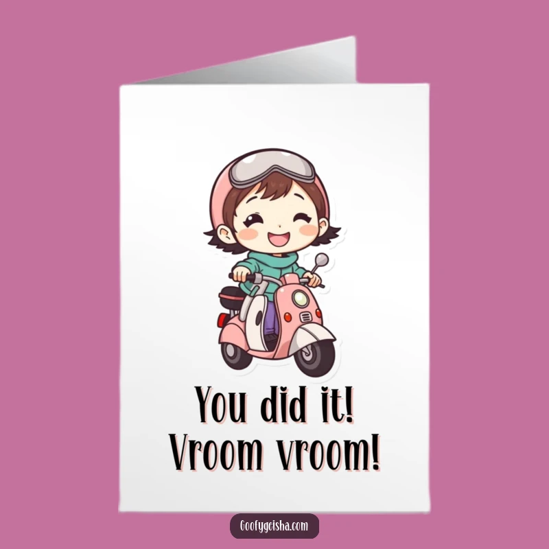 Free Printable Congratulations Card: Scooter Character's Victory Lap Downloadable Gift