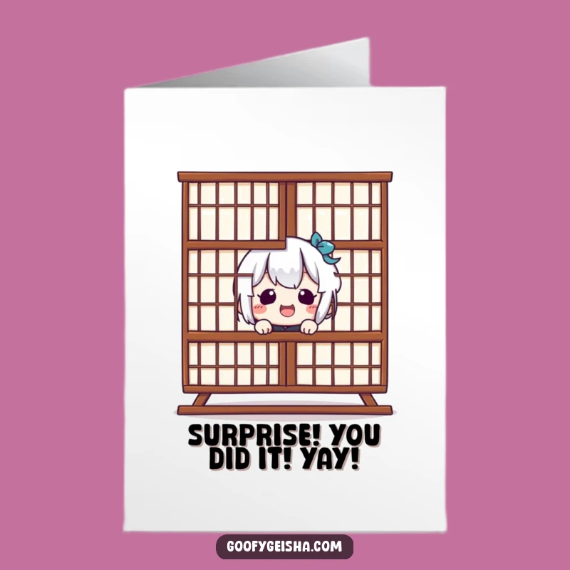 Free Printable Kawaii Shoji Peek Card - Funny Congrats Downloadable Gift