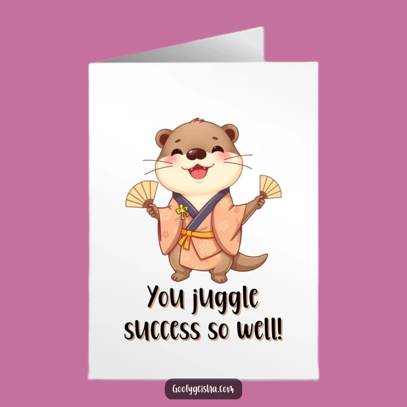 Free Printable Otter Congrats Card: Juggling Panda Fans, Downloadable Celebration