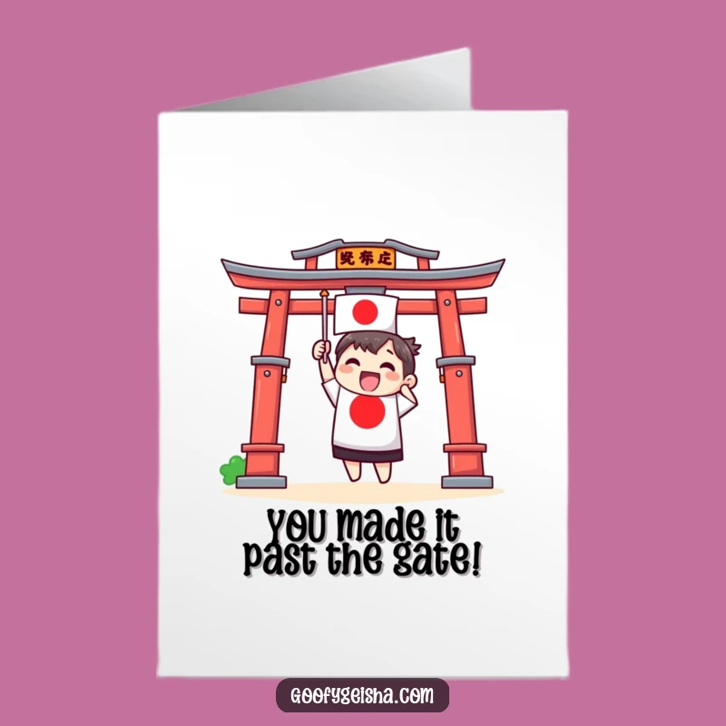 Free Printable Torii Gate Congrats Card: Japanese Flag Celebration Downloadable