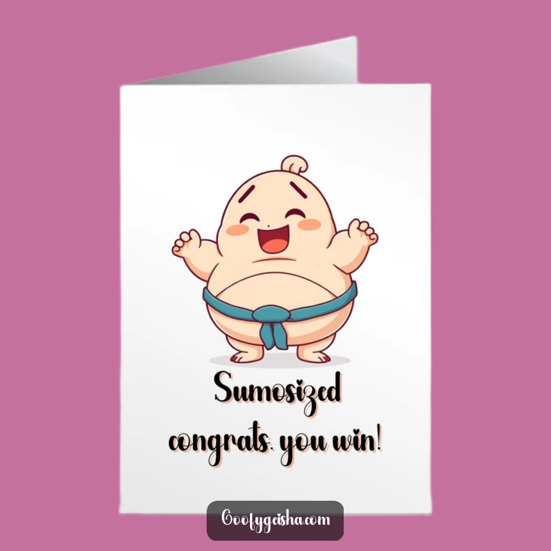 Free Printable Congrats Card: Sumo Stumble to Victory Funny Downloadable Gift