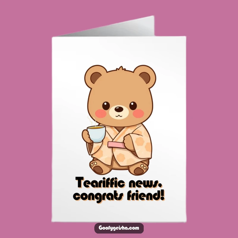 Free Printable Bear Congrats Card: Charming Tea Panda, Downloadable Warmth