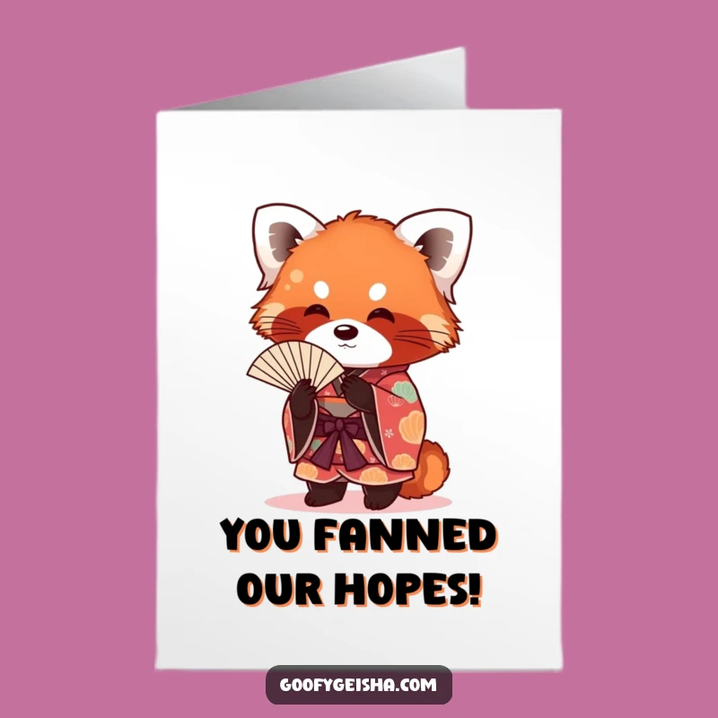 Free Printable Red Panda Congrats Card: Funny Fanning Panda, Downloadable Celebration