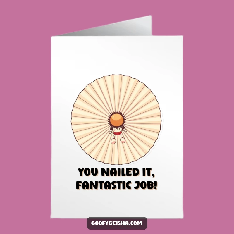 Free Printable Congrats Card: Fan Hiding Character, Humorous Downloadable
