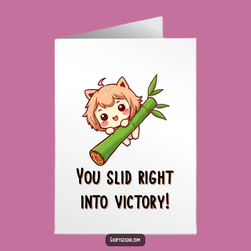 Free Printable Congratulations Card: Bamboo Slide for Your Win Downloadable Gift