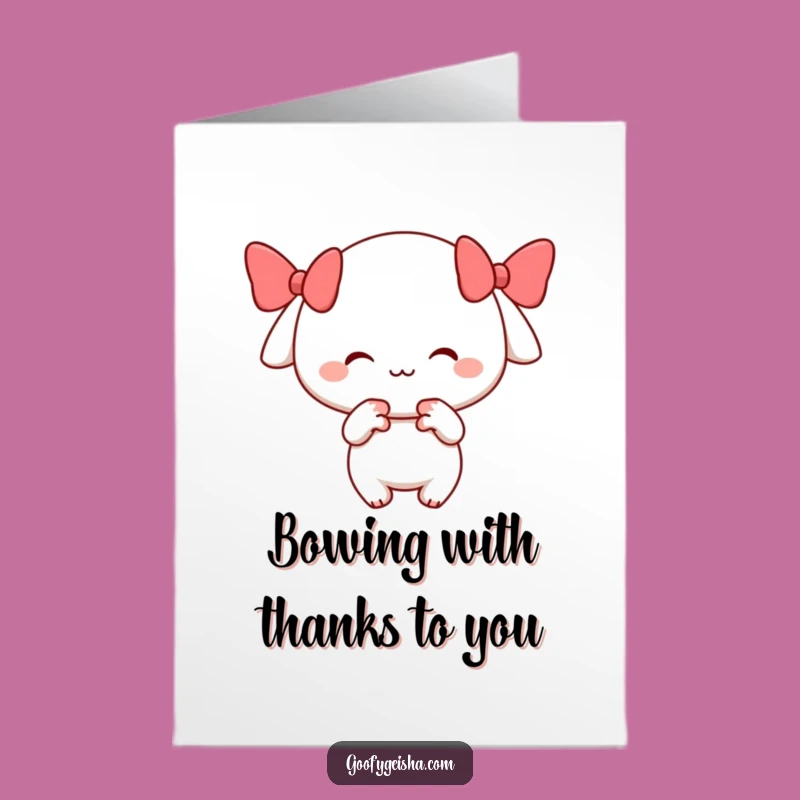 Free Printable Thank You Card: Playful Bow Character, Grateful Downloadable