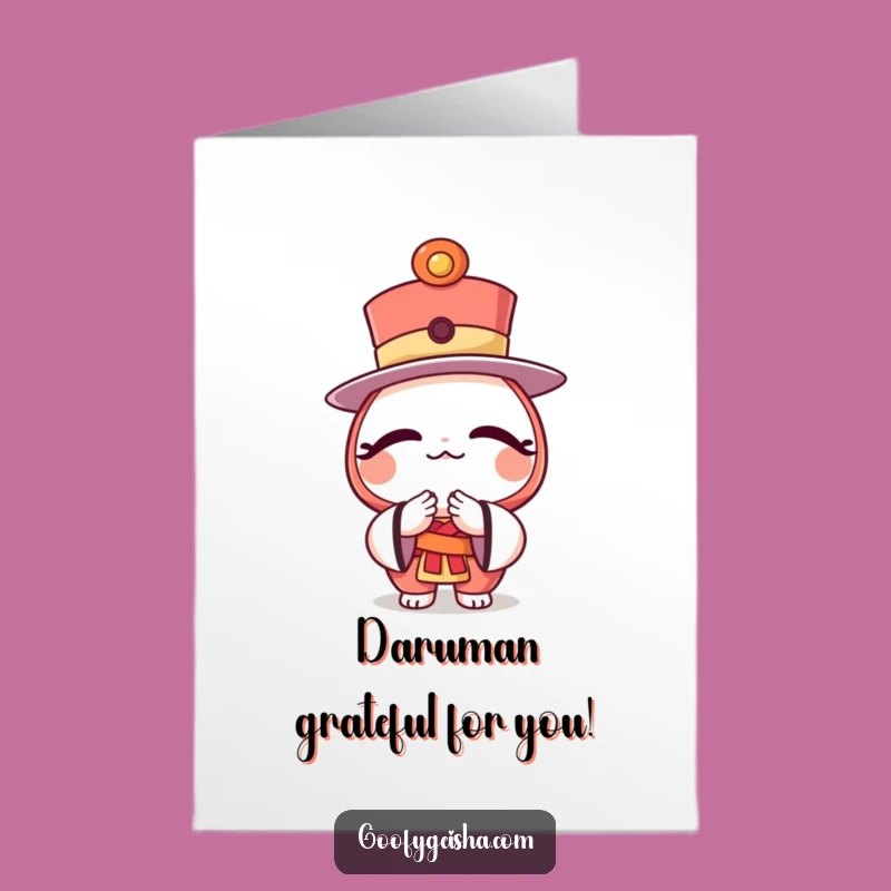 Free Printable Thank You Card: Daruma Top Hat Bow - Grateful Bow
