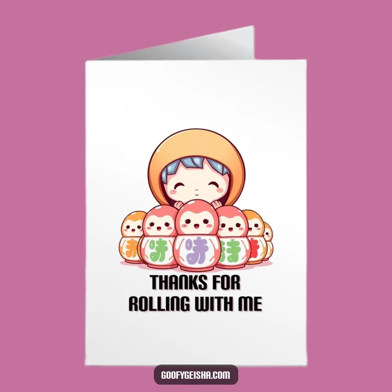 Daruma Thank You Card Free Printable: Curious Peek Funny Downloadable Gratitude Gift