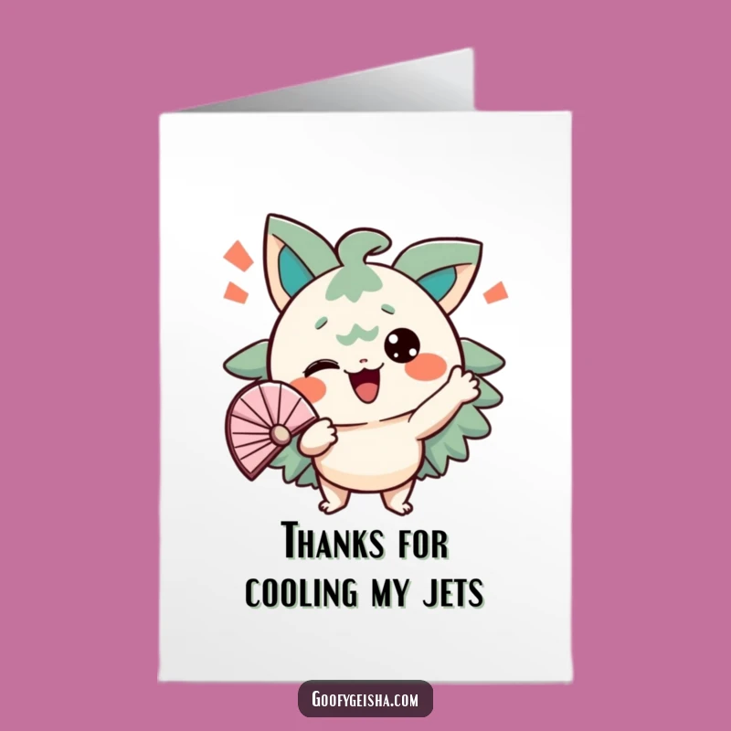 Fanning Thank You Card Free Printable: Comical Character Funny Downloadable Gratitude Gift