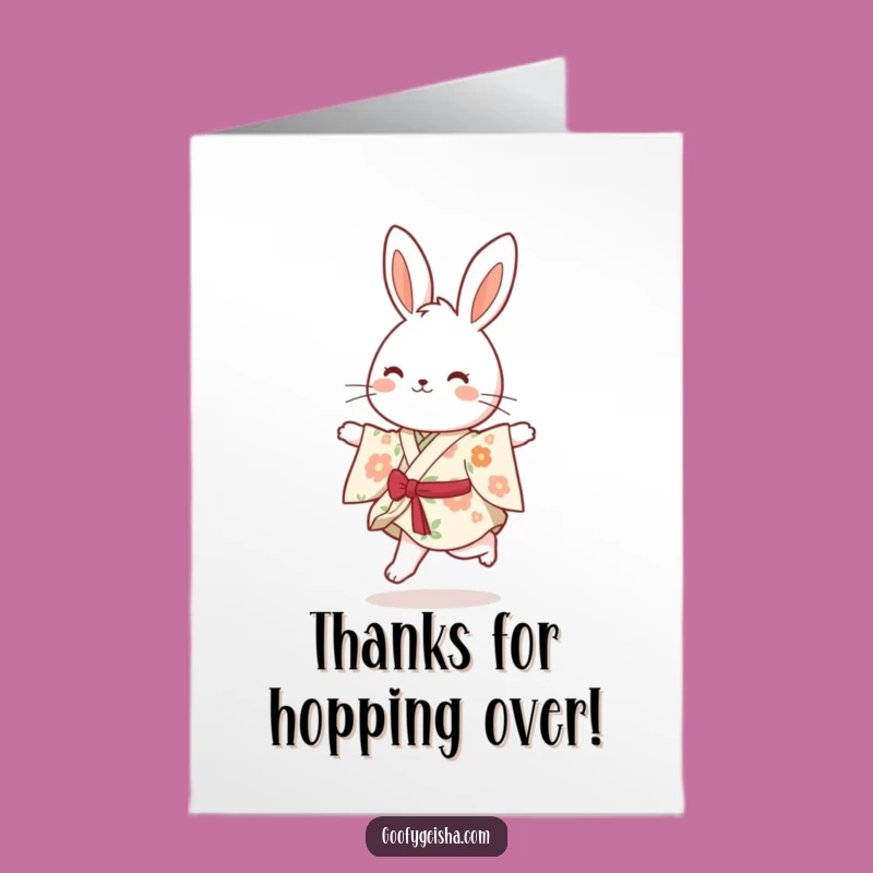 Free Printable Bunny Thank You Card: Happy Skipping Panda, Downloadable Gratitude