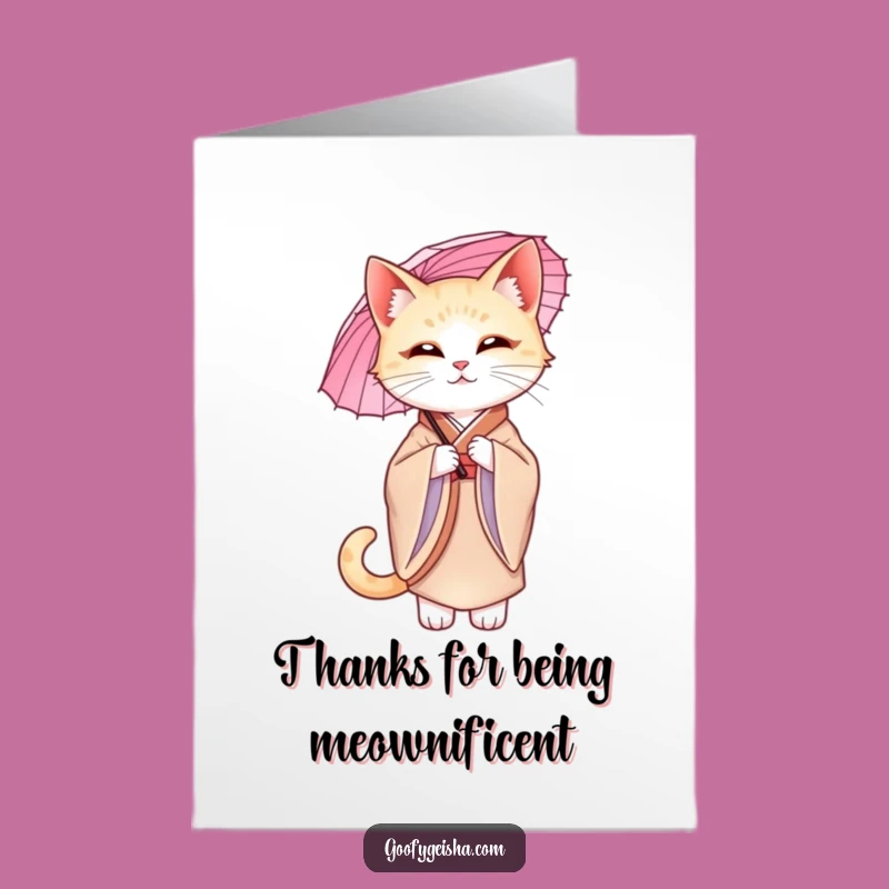 Free Printable Cat Thank You Card: Graceful Panda Parasol, Downloadable Thanks