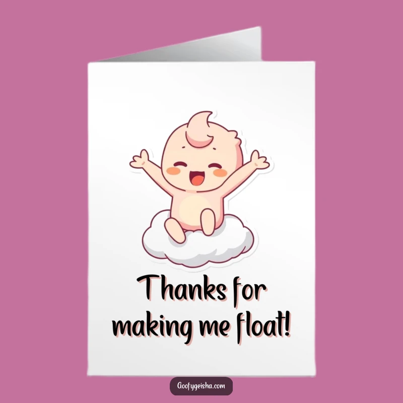 Free Printable Kawaii Cloud Leap Card - Funny Thanks Downloadable Gift