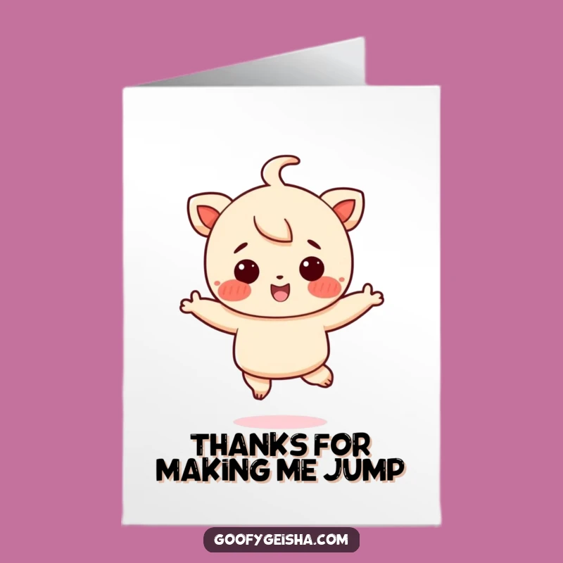 Free Printable Thank You Card: Joyful Jump Character, Grateful Downloadable