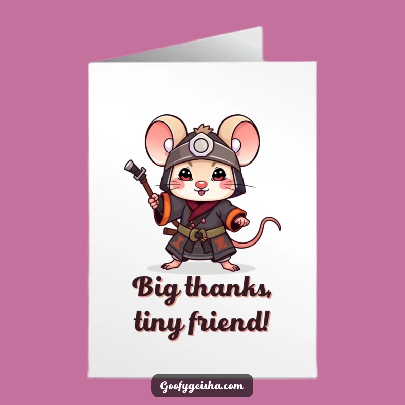Funny Free Printable Thank You Card: Samurai Mouse for a Playful and Honorable Gratitude
