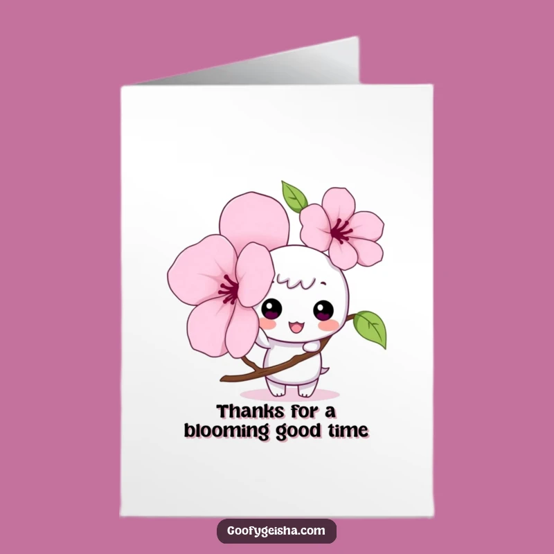Free Printable Thank You Card: Mischievous Kawaii Blossom Tapper, Downloadable Sweet Gift