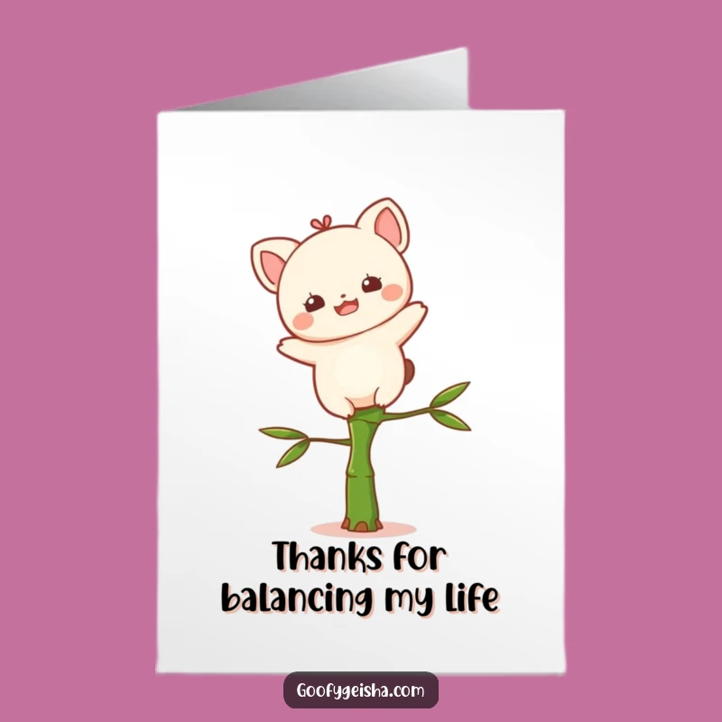 Free Printable Thank You Card: Kawaii on Bamboo, Downloadable Appreciation Gift