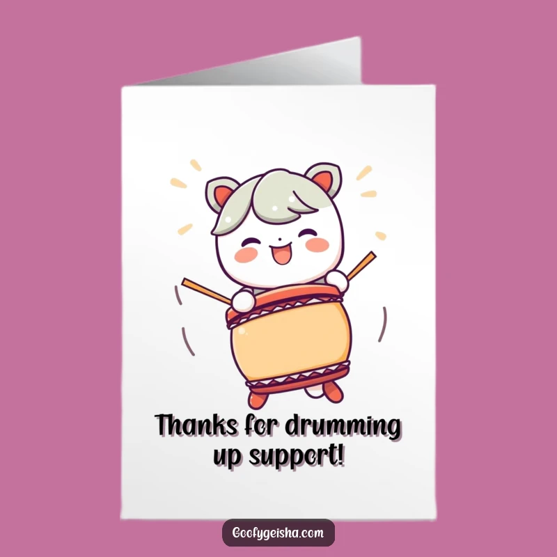 Free Printable Thank You Card: Taiko Drummer Kawaii - Loud Gratitude Download