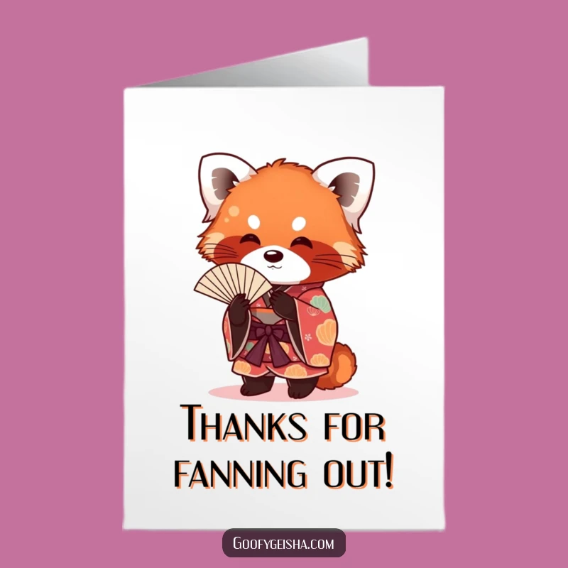 Free Printable Red Panda Thank You Card: Funny Fanning Panda, Downloadable Gratitude
