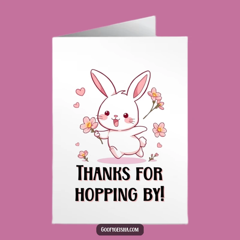 Free Printable Thank You Card: Funny Rabbit Blossom Chase, Heartfelt Downloadable Gratitude