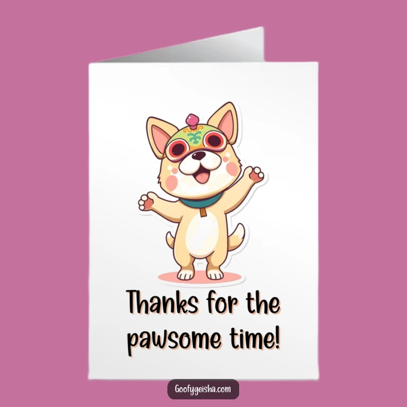 Free Printable Thank You Card: Dancing Dog Festival Mask, Expressive Downloadable Gratitude