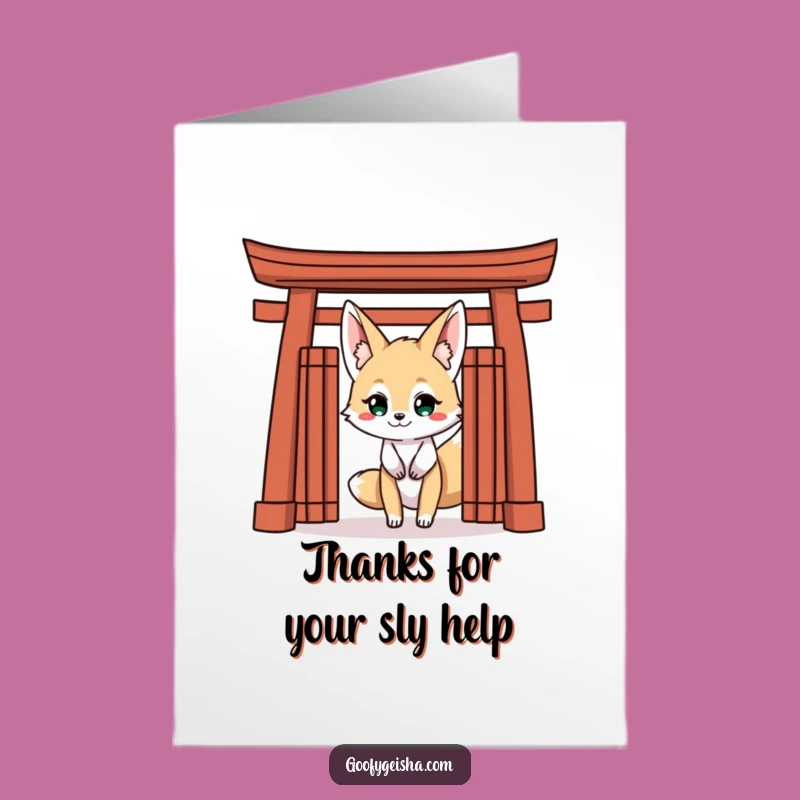 Free Printable Thank You Card: Kitsune Grin Funny Downloadable Expressing Thanks