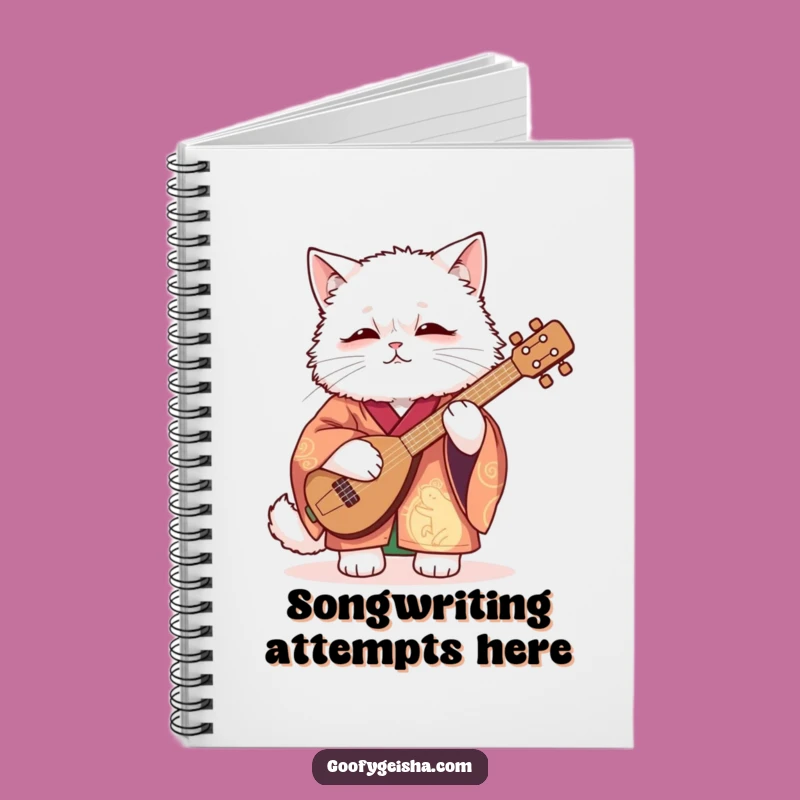 Funny Cat Shamisen Notebook: Kimono Cat Journal, Ideal Funny Gift