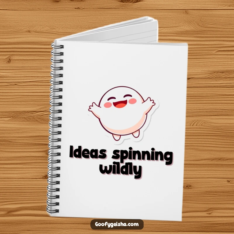 Funny spinning Daruma doll notebook, perfect for capturing ideas with a joyful character and a humorous touch.