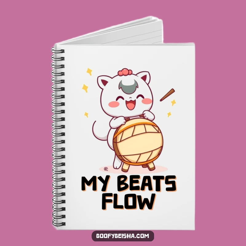 Funny Taiko Drum Notebook - Kawaii Character Music Journal Gift