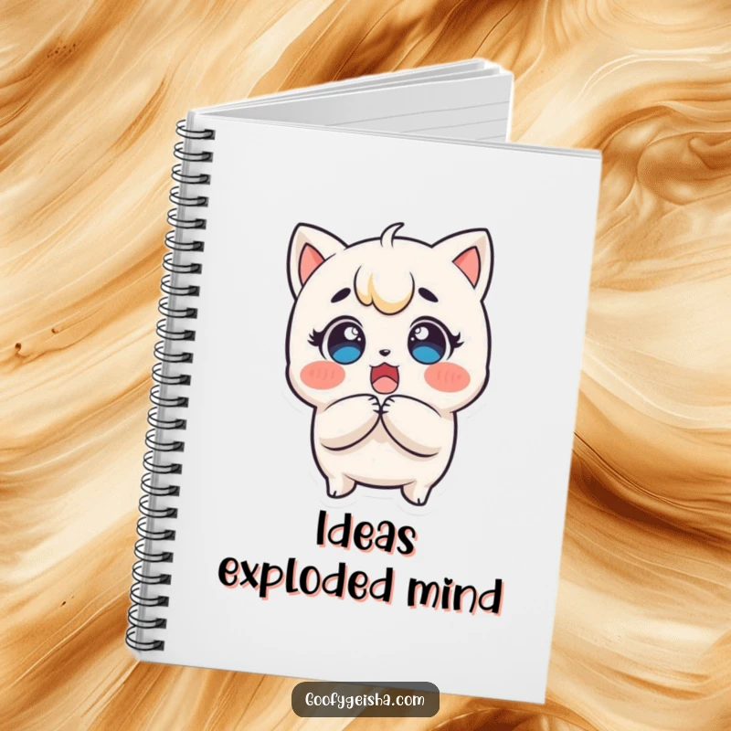 Funny Kawaii Notebook: Surprised character clutching head, eyes wide with delight, ideal for journaling and capturing funny, astonished thoughts.