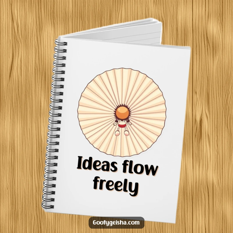 Funny notebook with a small character hiding behind a giant, happy fan. Perfect for capturing notes and ideas with a cool, humorous theme.