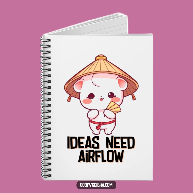 Funny Kawaii Notebook - Japanese Hat Character Fanning Journal Gift