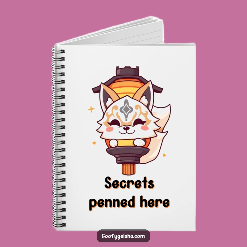 Funny Kitsune Notebook - Masked Character Lantern Journal Gift