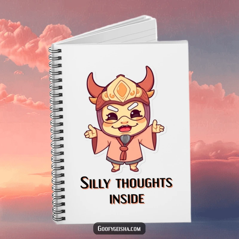 Funny notebook featuring a character in a traditional mask striking a delightfully silly pose, perfect for jotting down humorous ideas and daily musings.