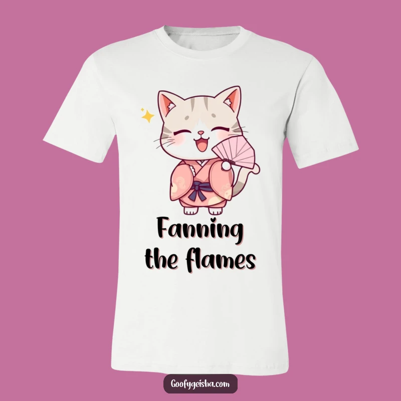 Funny Kawaii Cat Kimono T-Shirt: Enthusiastic Fanning Tee, Ideal Funny Gift